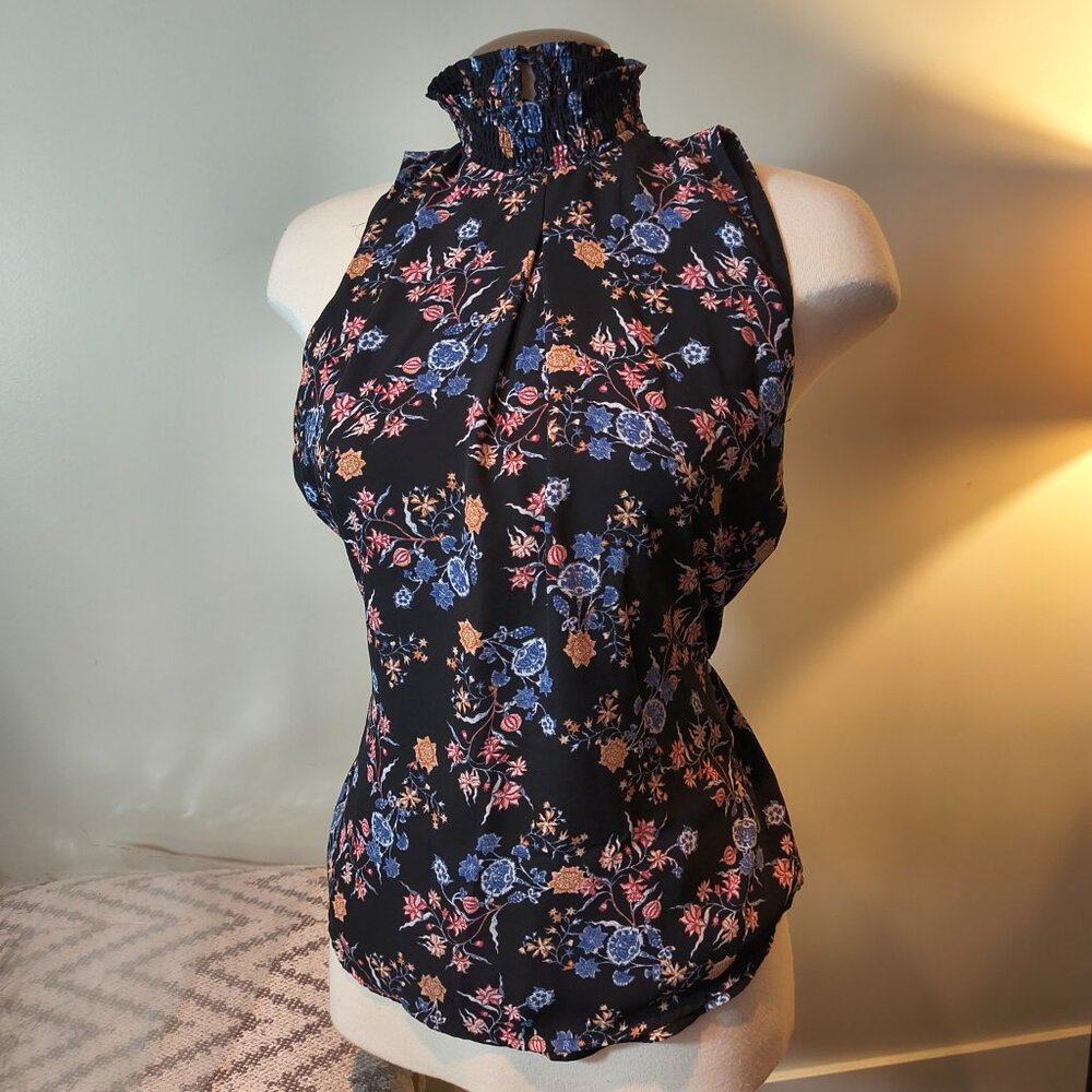 High Neck Floral Sleeveless Top